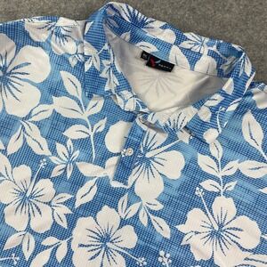 Yatta Golf Mens Polo Shirt 3XL Blue, White Floral Stretch Short Sleeve Geometric